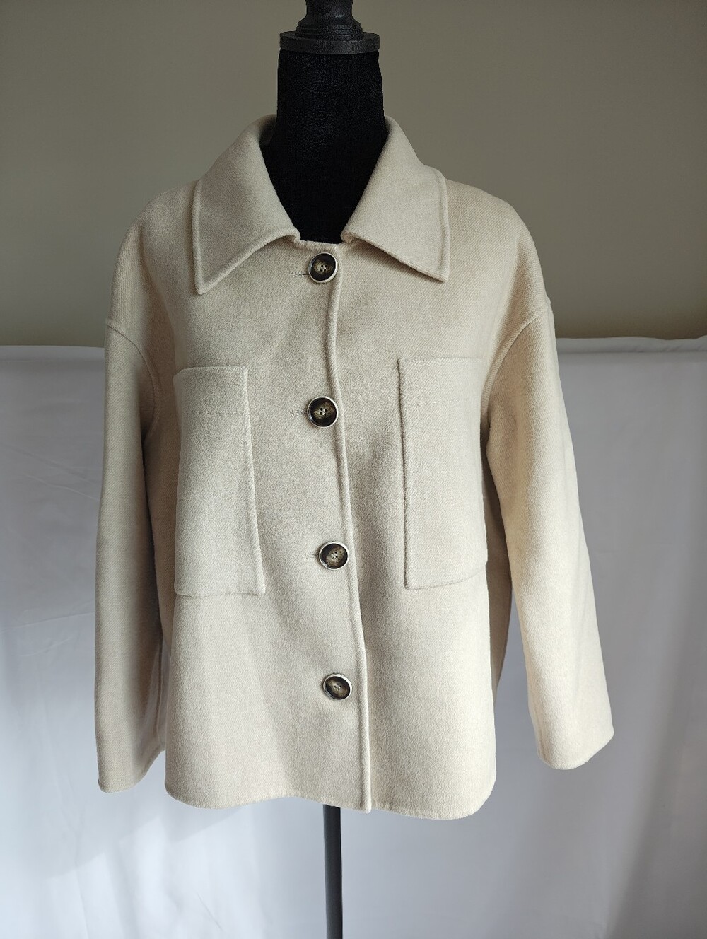 Women's Cream Wool Blend Jacket - Picture 9 of 9